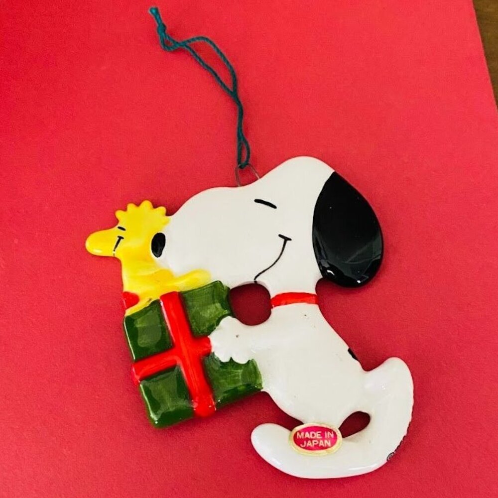 1972 Snoopy and Woodstock Ceramic Christmas Ornament